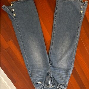 Stylish Denim Jeans with Button Accents